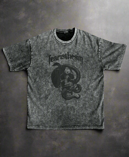 OVERSIZED SNOW-WASHED "APPLE SKULL" TEE (GREY)